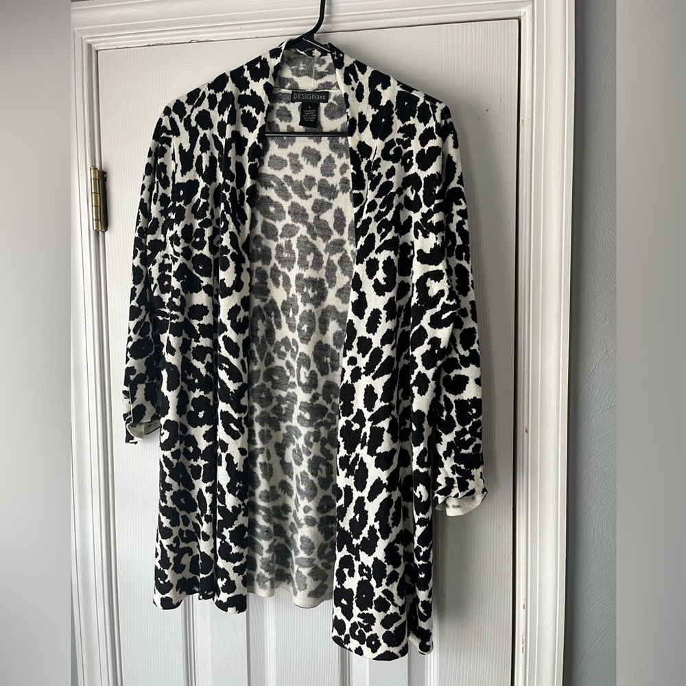 Black and white cheetah cardigan